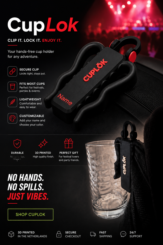 CupLok Festival Cup Holder – Hands Free Drink Clip for Festivals & Events